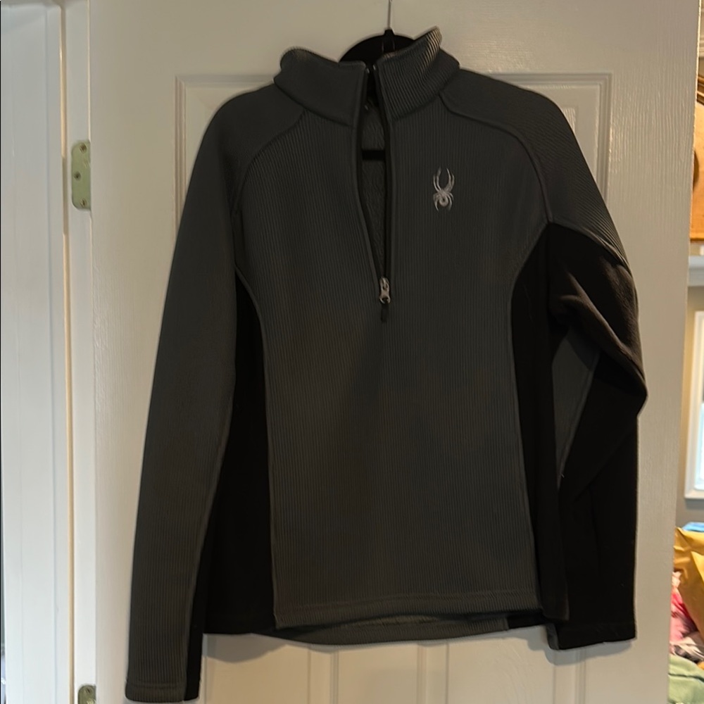 Spyder Gray and Black Quarter Zip Sweater with High Collar